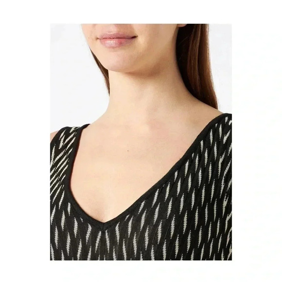 Desigual Black and Khaki Geometric Vneck Dress Size Medium - Picture 3 of 10